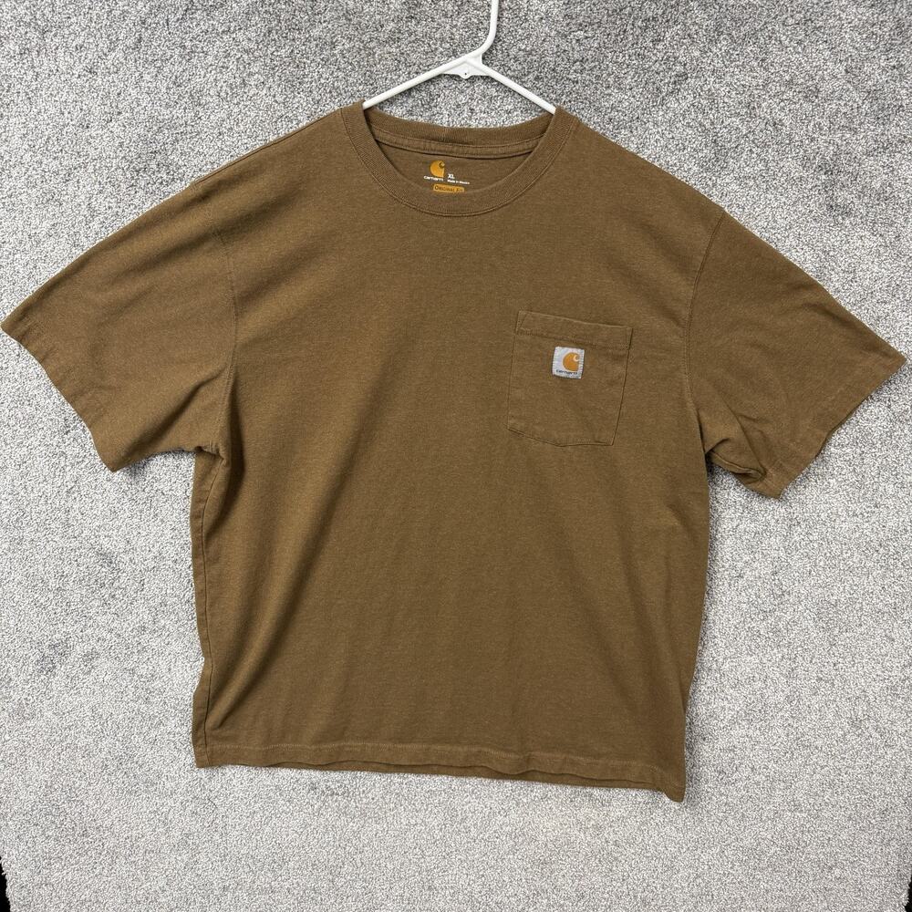 Carhartt Shirt Mens XL Brown Heavyweight Pocket Tee Original Fit K87 Workwear